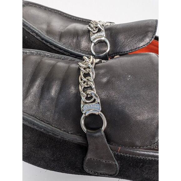 Rag & Bone Cooper Loafer Black Leather Suede Size EU 39.5 US 9.5 Chain Detail - Picture 7 of 13